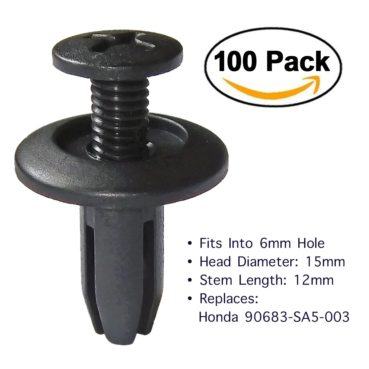 100 Pcs Car Fender Push in Type Rivets Fastener 15 x 12 x 6mm