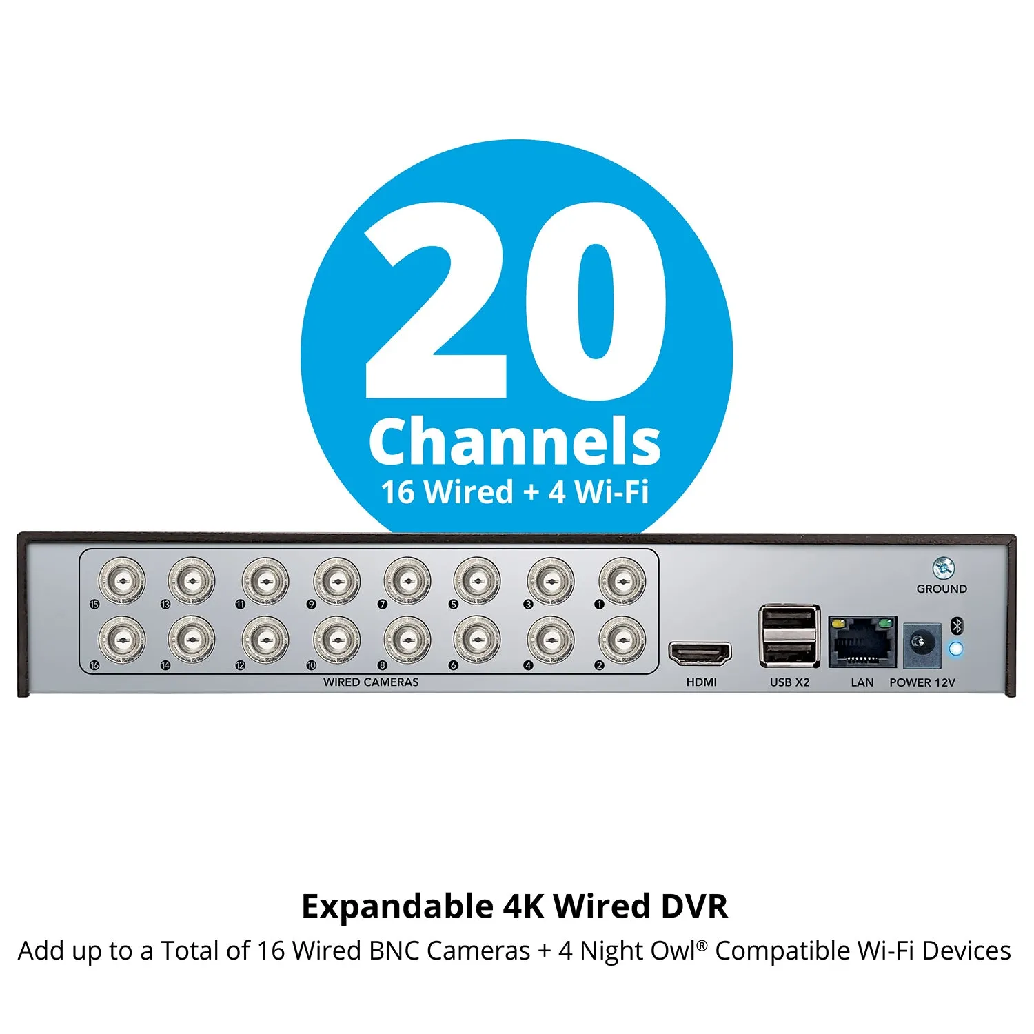 2-Way Audio 20 Channel DVR Security System with 2TB Hard Drive and 9 Wired 4K Deterrence Cameras