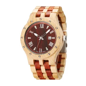 2017 Luxury Brand Natural Wooden Men Quartz Watch with Wood Band Calendar Analog Wrist Watches for Men's Gift Reloj Hmbre