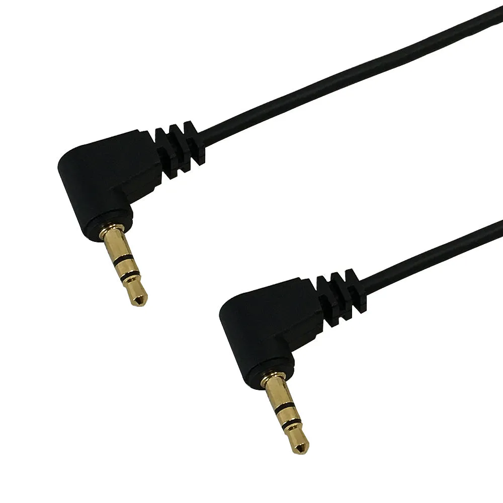 3.5mm Stereo Male Right Angle to Male Right Angle Cable - Riser Rated CMR/FT4 - Black