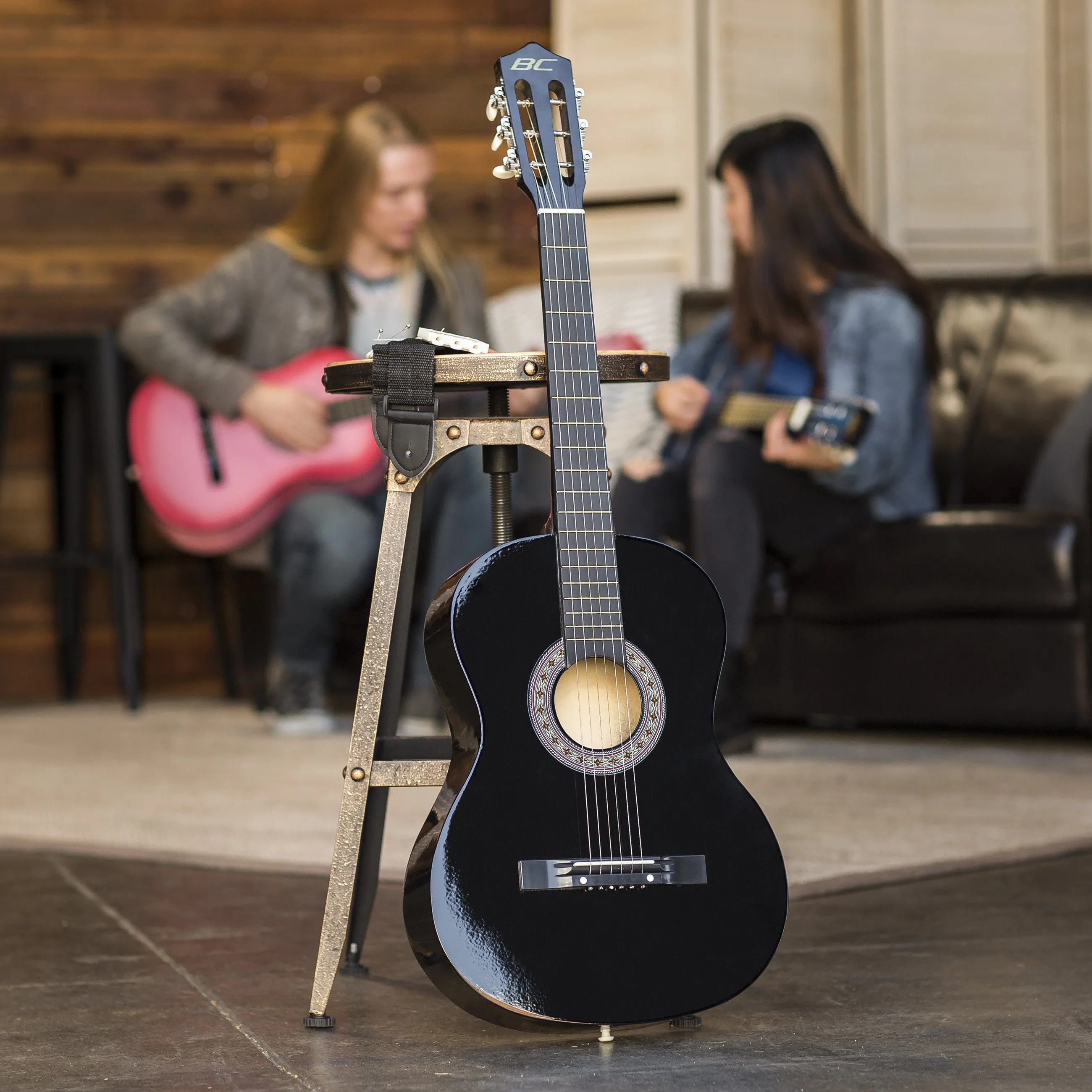 38in Beginner Acoustic Guitar Musical Instrument Kit w/ Case, Strap, Tuner