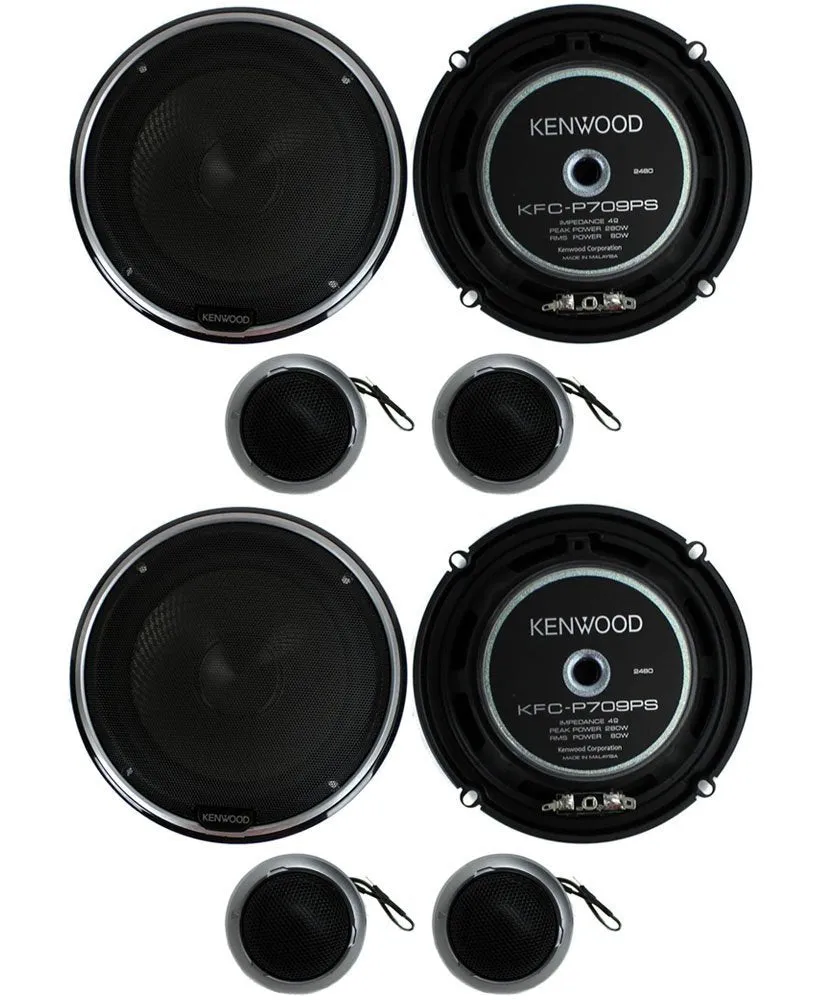 4) New Kenwood KFC-P709PS 6.5" 560W Car Audio Component Speaker Systems Stereo