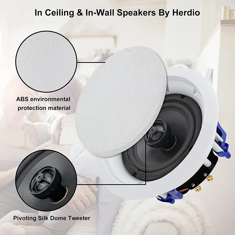 5.25" Ceiling Bluetooth Speakers 600 Watts 2-Way HCS528-16BT-4CH (4 Speakers)