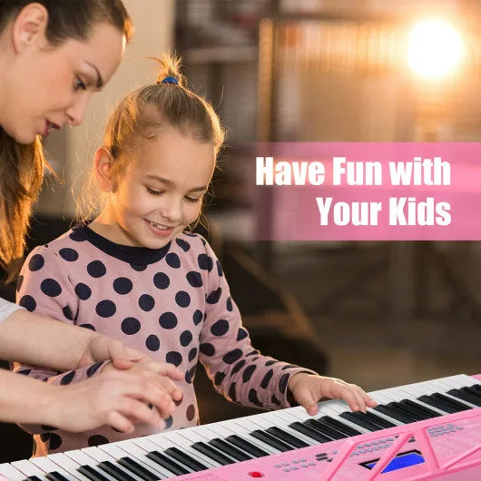 61-Key Electric Piano Keyboard for Beginner-Pink