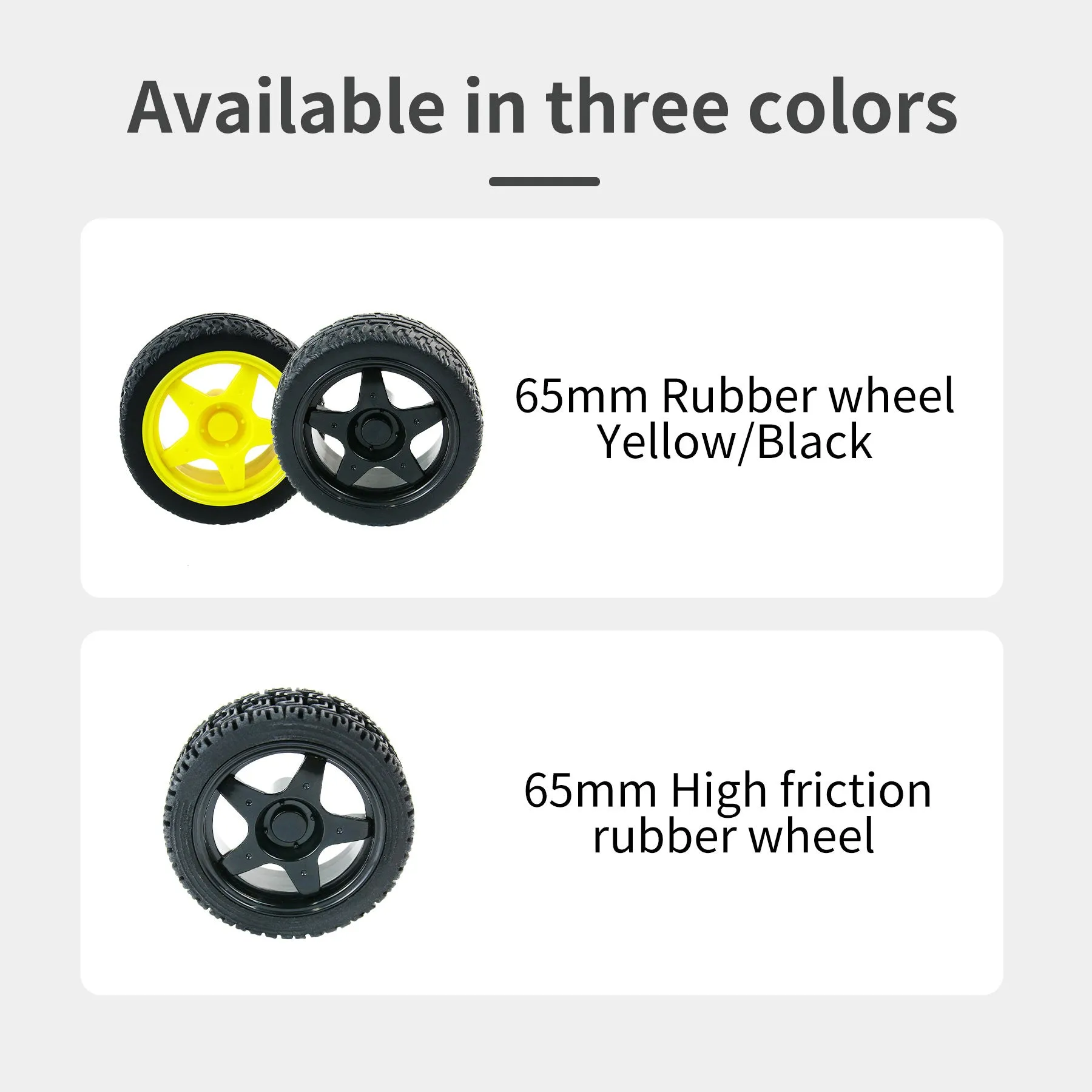 65mm Rubber Wheel Tire Compatible with TT Motor for Smart Car