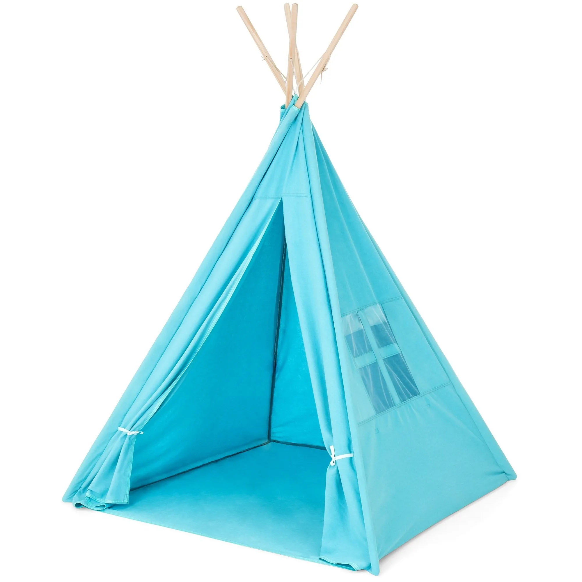 6ft Kids Pretend Cotton Teepee Play Tent w/ Mesh Window, Carrying Case