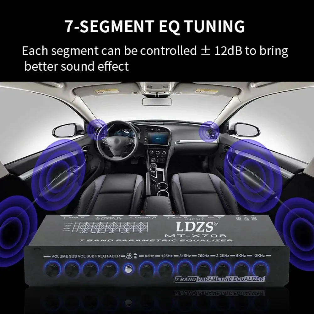 7 Band Car Equalizer Multifunctional Car Audio EQ Tuning Crossover Amplifier Parametric Equalizer Car Audio Equalizer