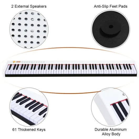 88-Key Portable Full-Size Semi-weighted Digital Piano Keyboard-White