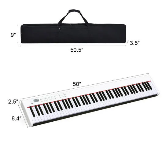 88-Key Portable Full-Size Semi-weighted Digital Piano Keyboard-White