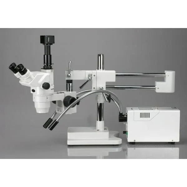 AmScope ZM-4 Series Ultimate Zoom Trinocular Stereo Microscope 3.35X-45X Magnification on 3D Boom Stand