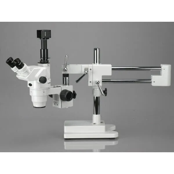 AmScope ZM-4 Series Ultimate Zoom Trinocular Stereo Microscope 3.35X-45X Magnification on 3D Boom Stand