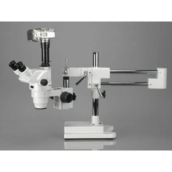 AmScope ZM-4 Series Ultimate Zoom Trinocular Stereo Microscope 3.35X-45X Magnification on 3D Boom Stand