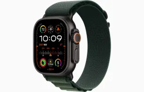 Apple Watch Ultra 2 GPS & Cellular 49mm Black Titanium Case, Dark Green Alpine Loop, Small