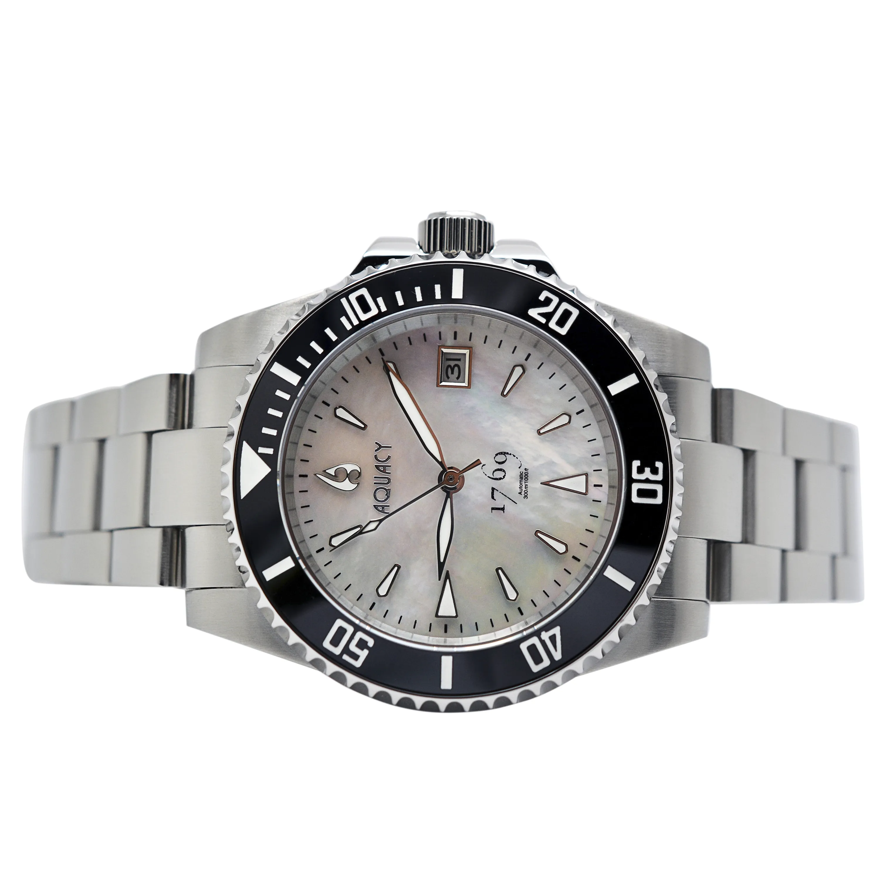 Aquacy 1769 Hei Matau Men's Automatic 300M White Diver MOP Watch ETA 2824 1769.WMP.B.S.ET