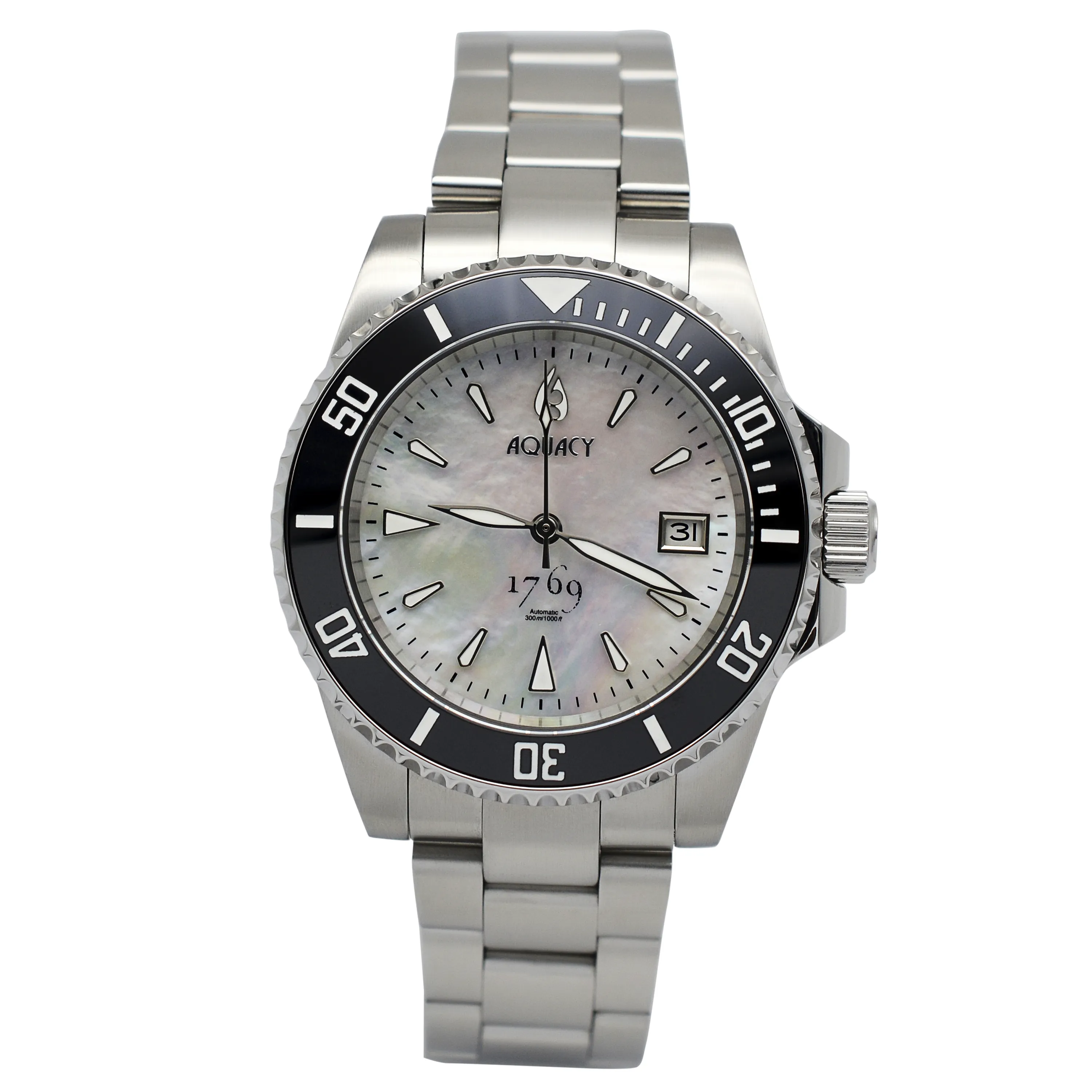 Aquacy 1769 Hei Matau Men's Automatic 300M White Diver MOP Watch ETA 2824 1769.WMP.B.S.ET