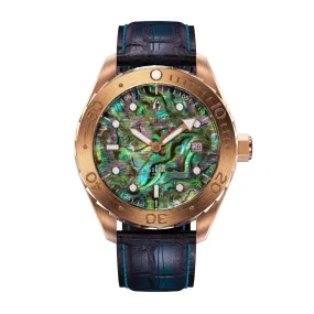 Aquacy Bronze CuSn8 Men's Abalone Watch Automatic with Leather  200M