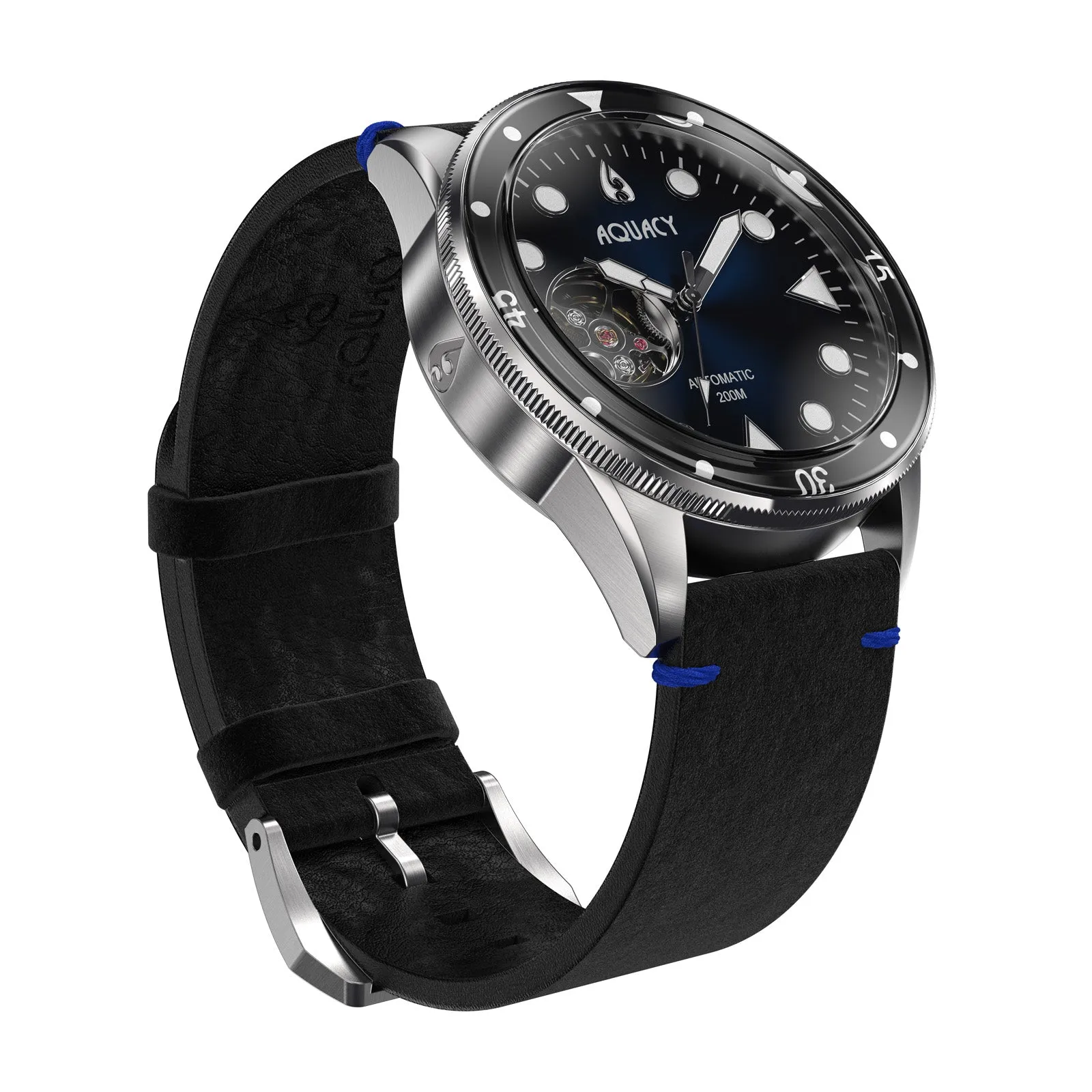 Aquacy Hei Matau Cave Diver Open Heart Men's Automatic 200M Vintage Blue Black Dive Watch CD.38.BLB.B.L