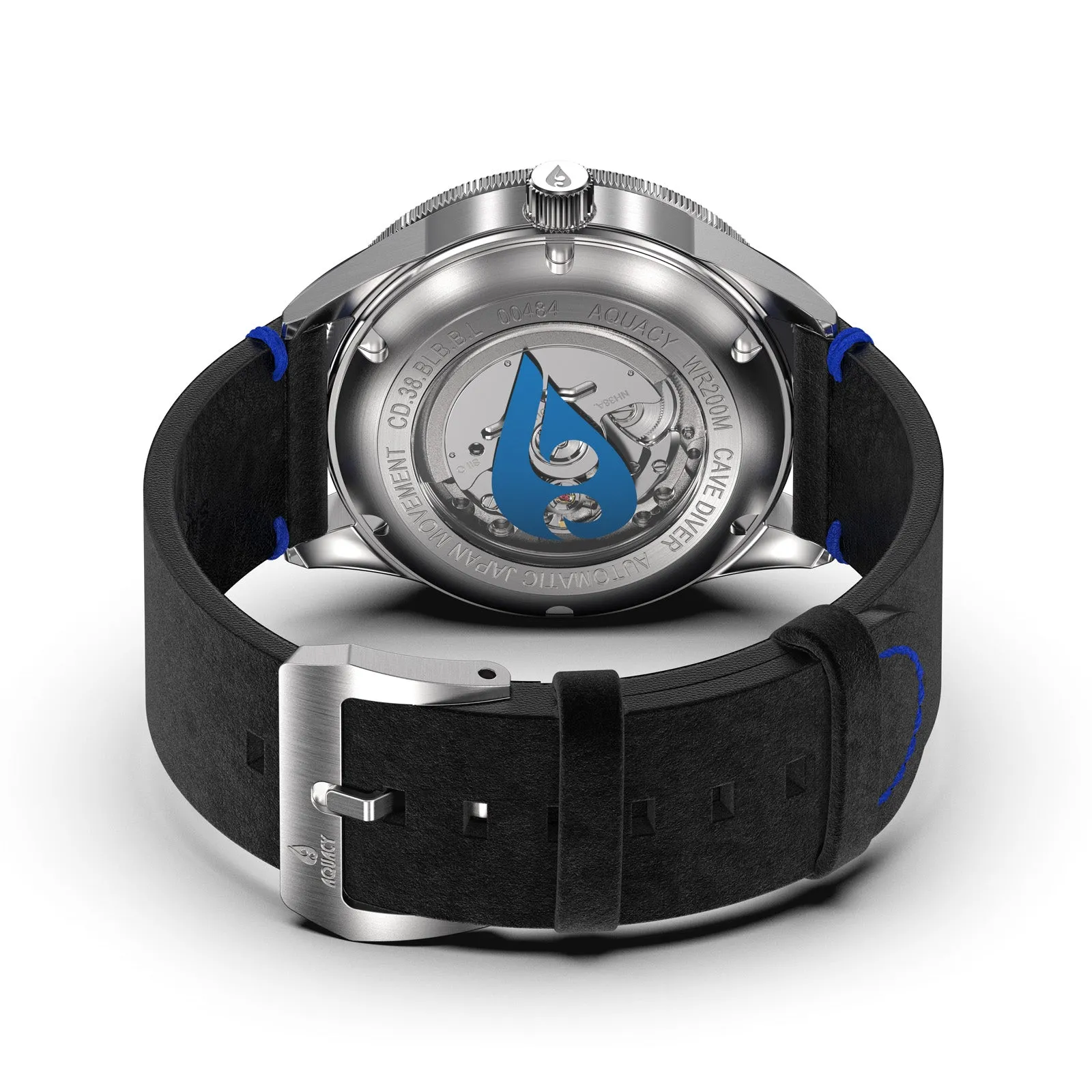 Aquacy Hei Matau Cave Diver Open Heart Men's Automatic 200M Vintage Blue Black Dive Watch CD.38.BLB.B.L