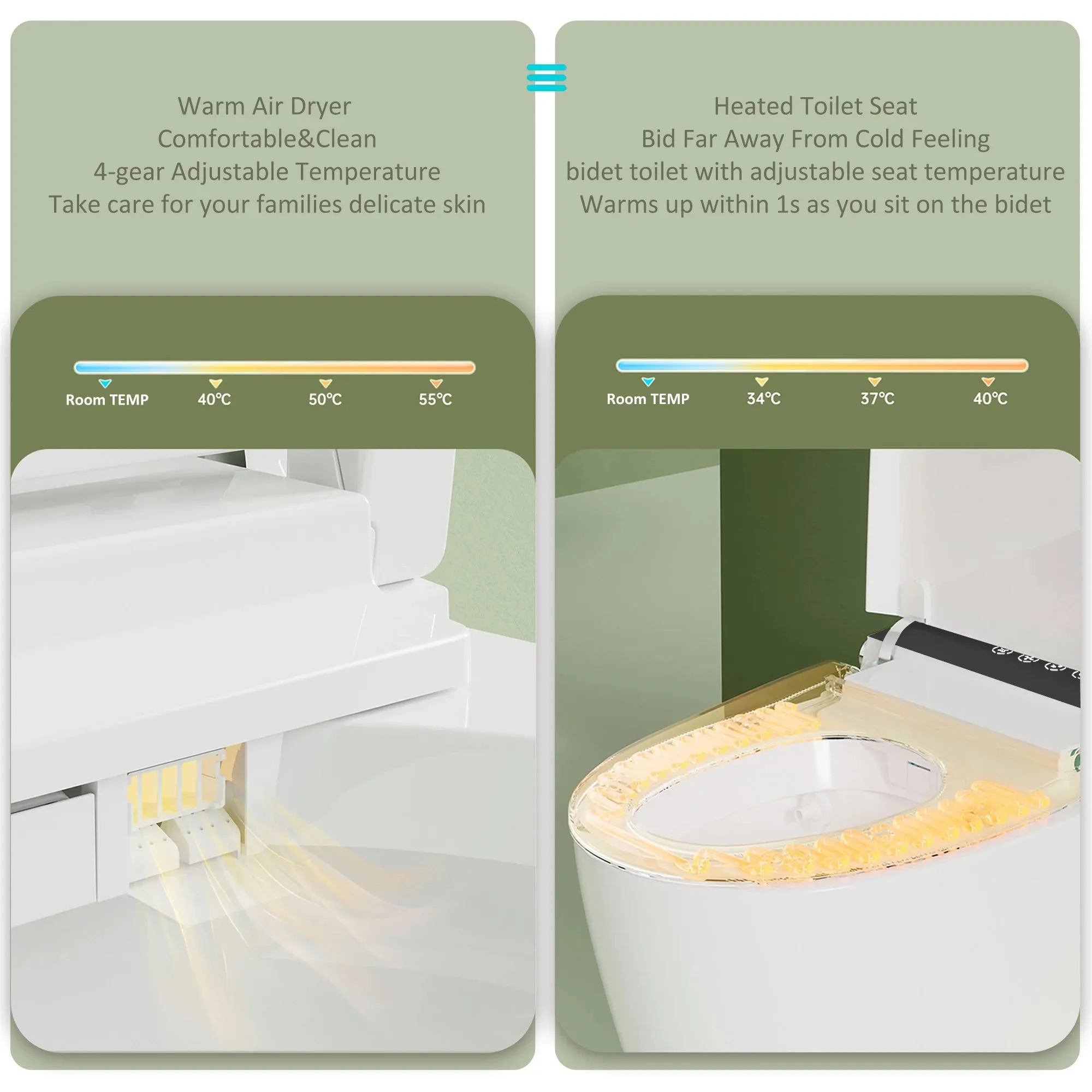 AUTO Flush, Air Dry Smart Toilet