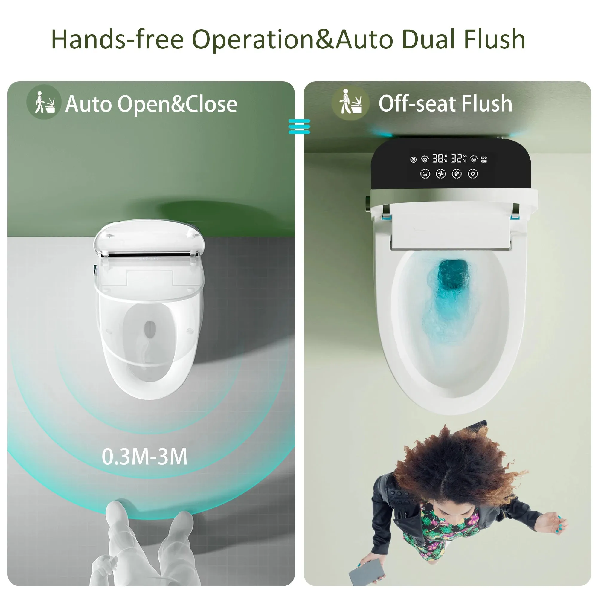 AUTO Flush, Air Dry Smart Toilet