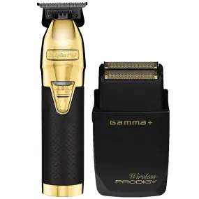 BaByliss PRO Gold FX Boost   Metal Trimmer FX787GBP with GAMMA  Prodigy Wireless Foil Shaver