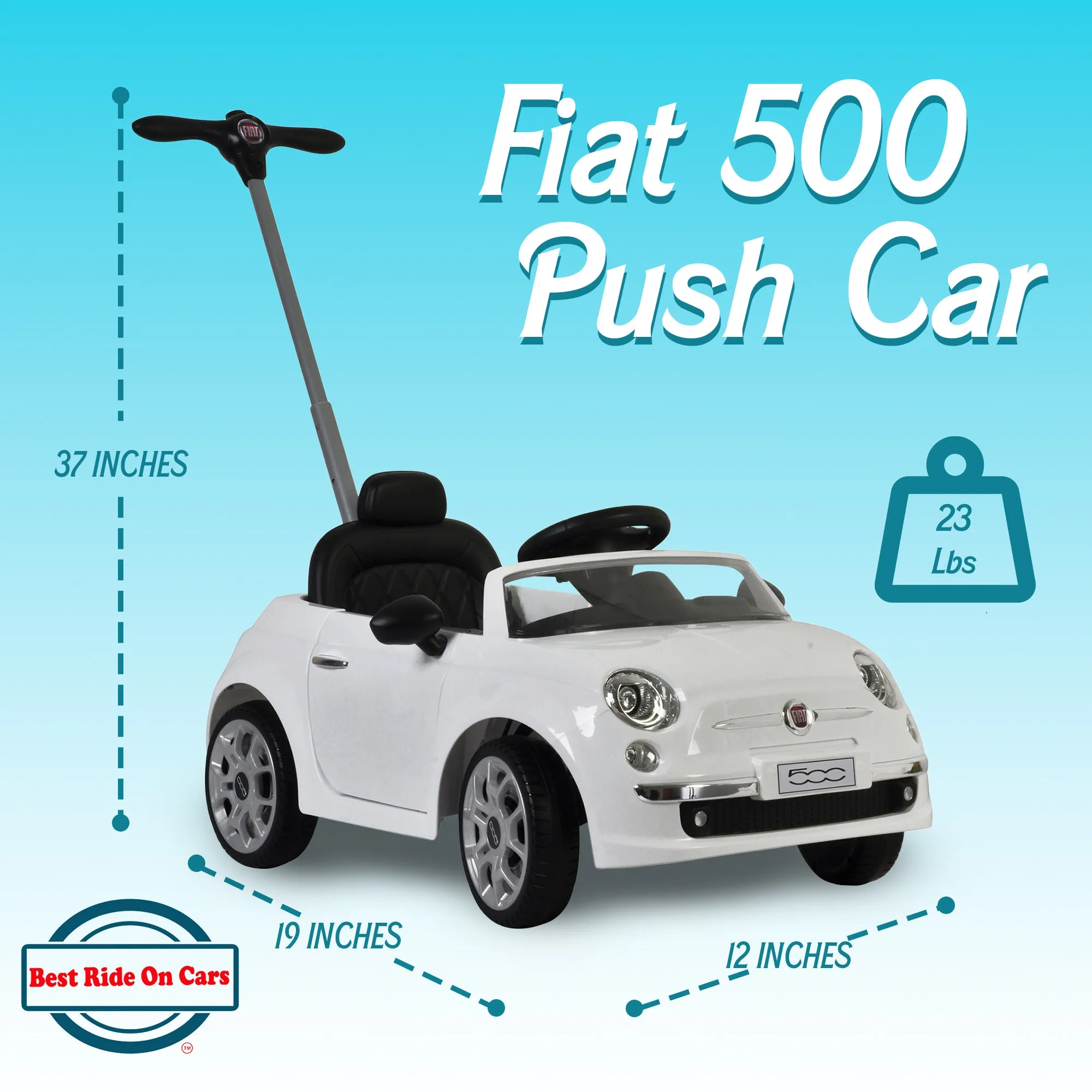 Best Ride On Cars 2-in-1 Fiat 500 Model Baby Toddler Push Car Stroller, White