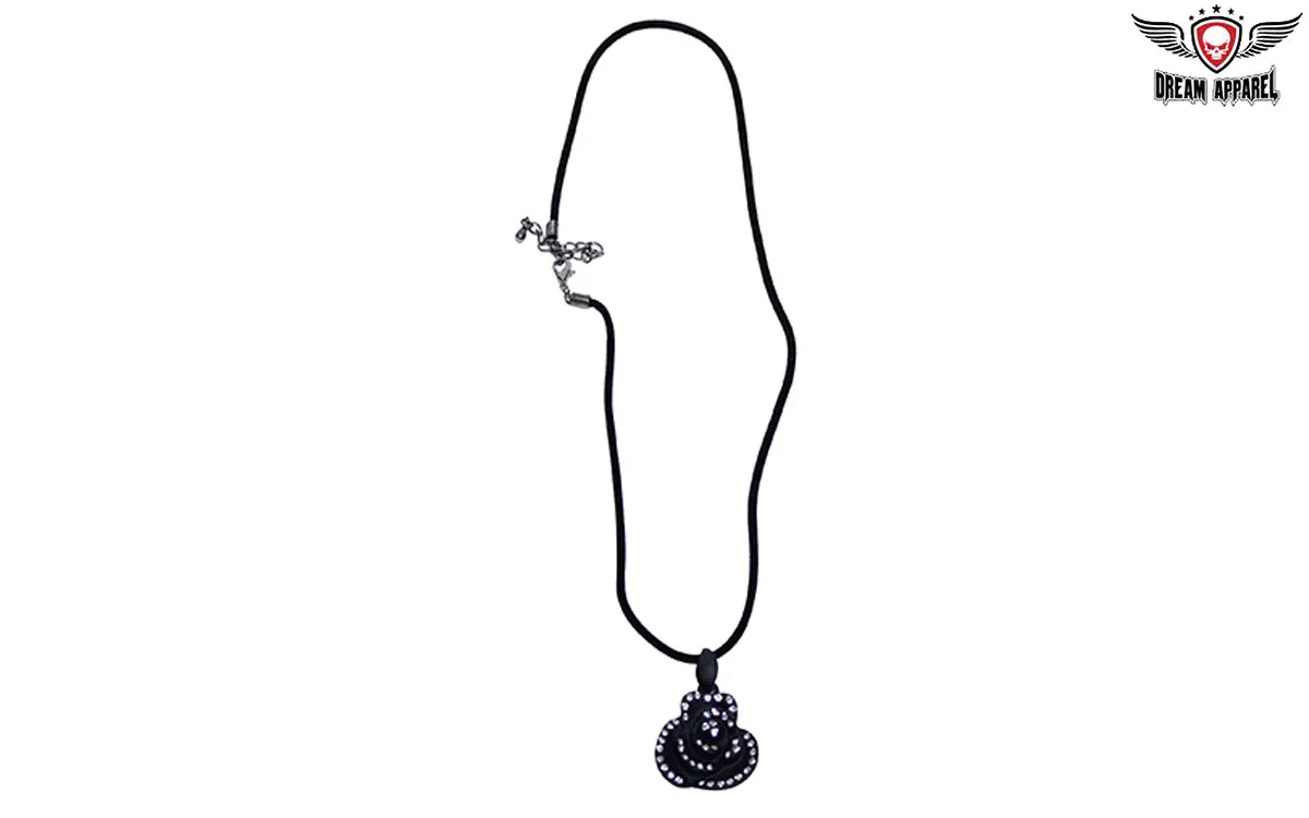 Black Rose Pendent with Gemstones