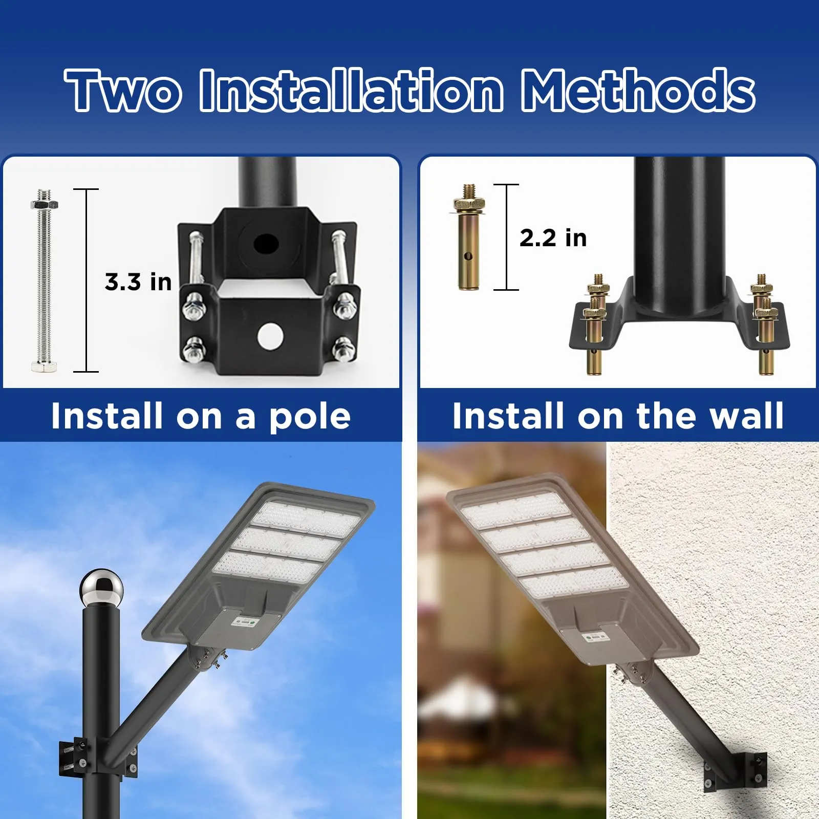 Black Solar street light mounting bracket -2.3" Diameter