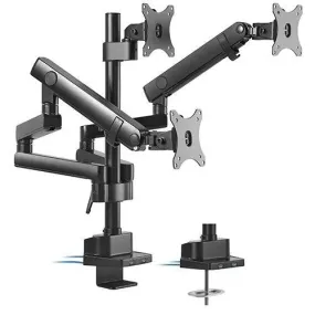 Brateck Triple Monitor Aluminum Slim Pole Held Mechanical Spring Monitor Arm Fit Most 17'-27' Monitors Up to 7kg per screen VESA 75x75/100x100