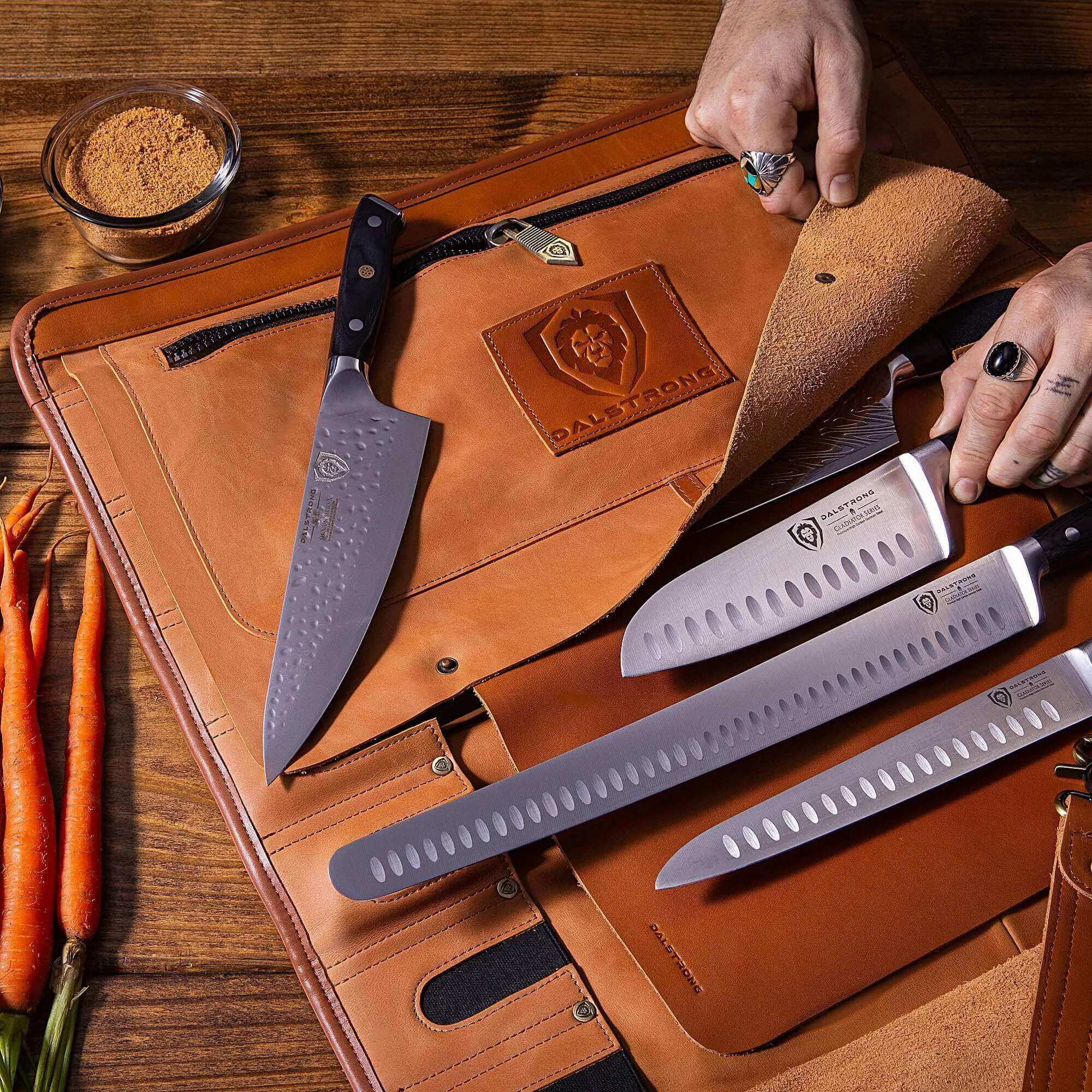 California Brown | Full Grain Leather | Vagabond Knife Roll | Dalstrong ©