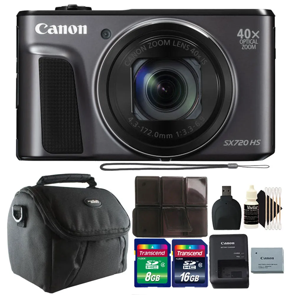 Canon PowerShot SX720 20.3MP Digital Camera Black with Accessories