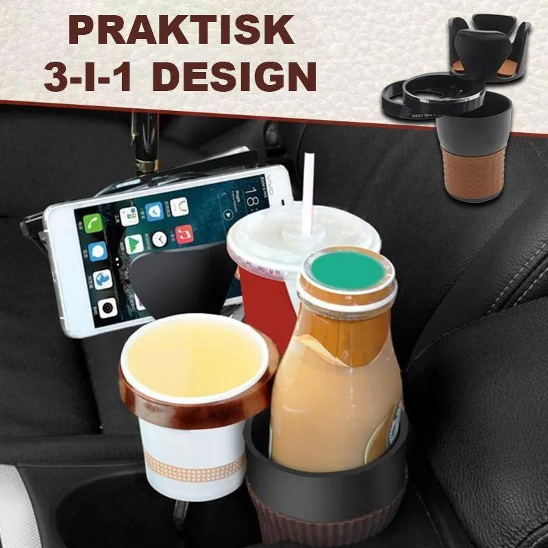 Car cup holder adapter - 5-in-1 rotating design