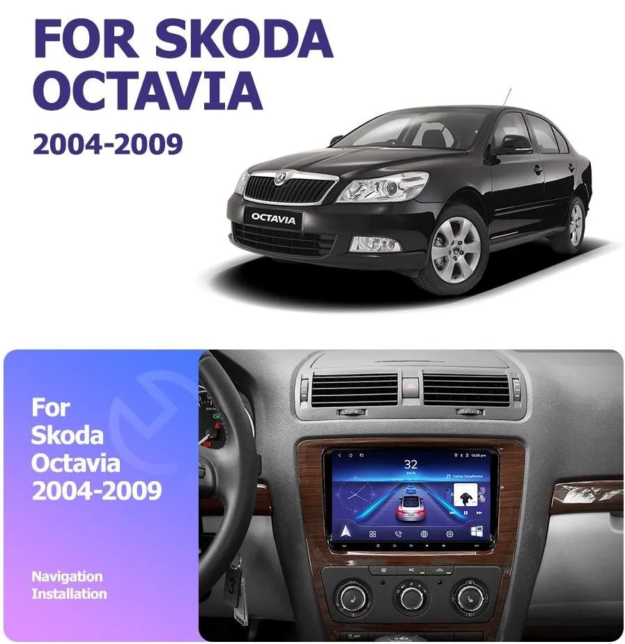 Car Dealz Car Dealz 9" Android 10.0 Skoda Volkswagen Octavia 2 A5 2004-2009 w CAM In Dash Plus OEM Fascia