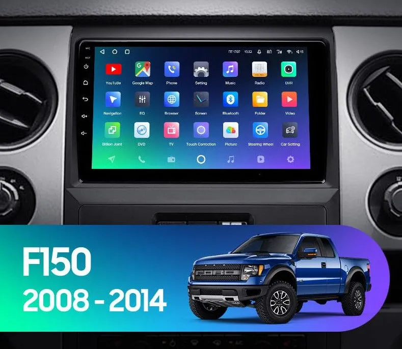 Car Dealz Premium Advanced 4G Data Model 10.2" Android 12.0 For Ford F150 P415 Raptor 2008 - 2014 In Dash Plus OEM Fascia