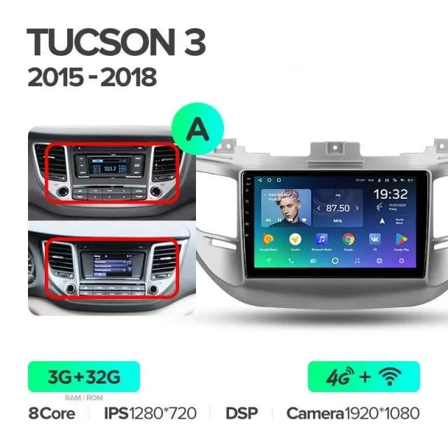 Car Dealz Premium Advanced 4G Data Model 10.2" Android 12.0 For Hyundai Tucson 3 2015 - 2018 In Dash Plus OEM Fascia