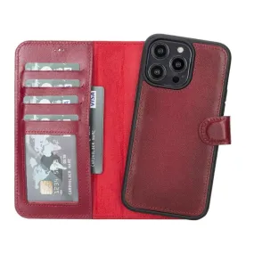 Carter iPhone 14 Pro Max Detachable Wallet Case, Vegetal Red