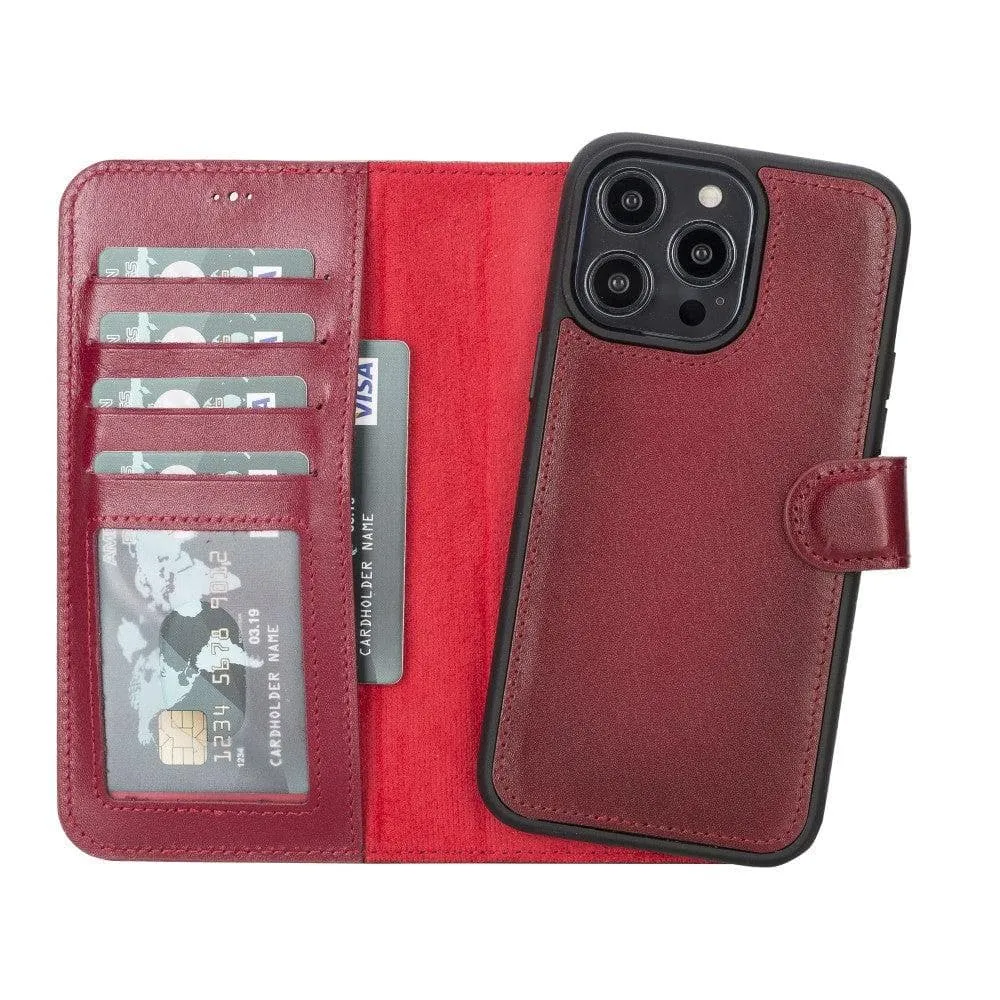 Carter iPhone 14 Pro Max Detachable Wallet Case, Vegetal Red