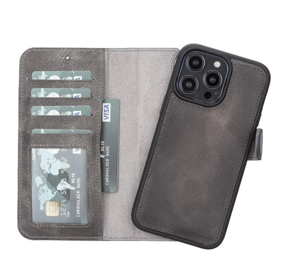 Carter iPhone 14 Pro Max Detachable Wallet Case, Vesselle Gray