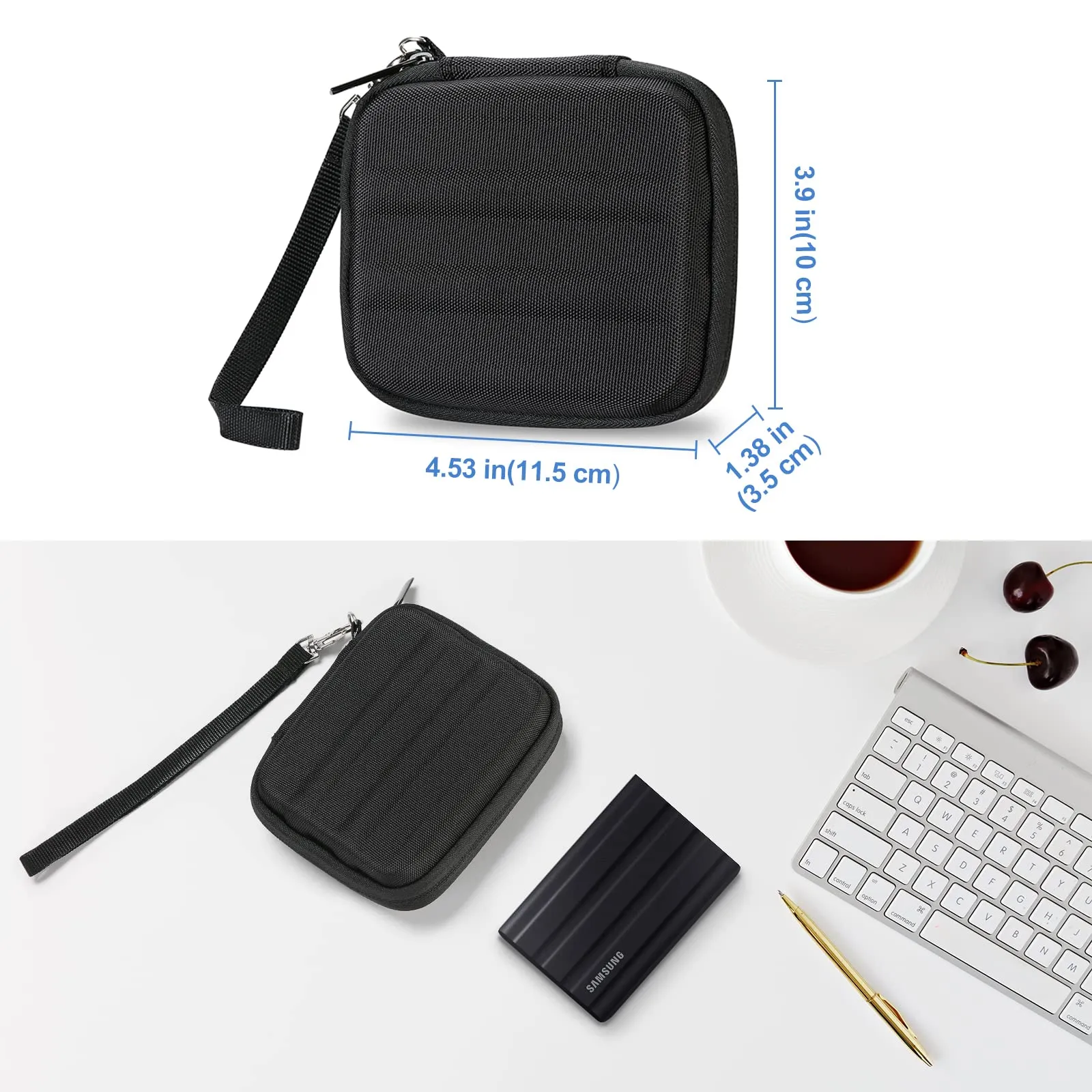 (CASE ONLY) Carrying Case for Samsung T7 / T7 Touch Portable SSD with 2 Cable Ties | ProCase