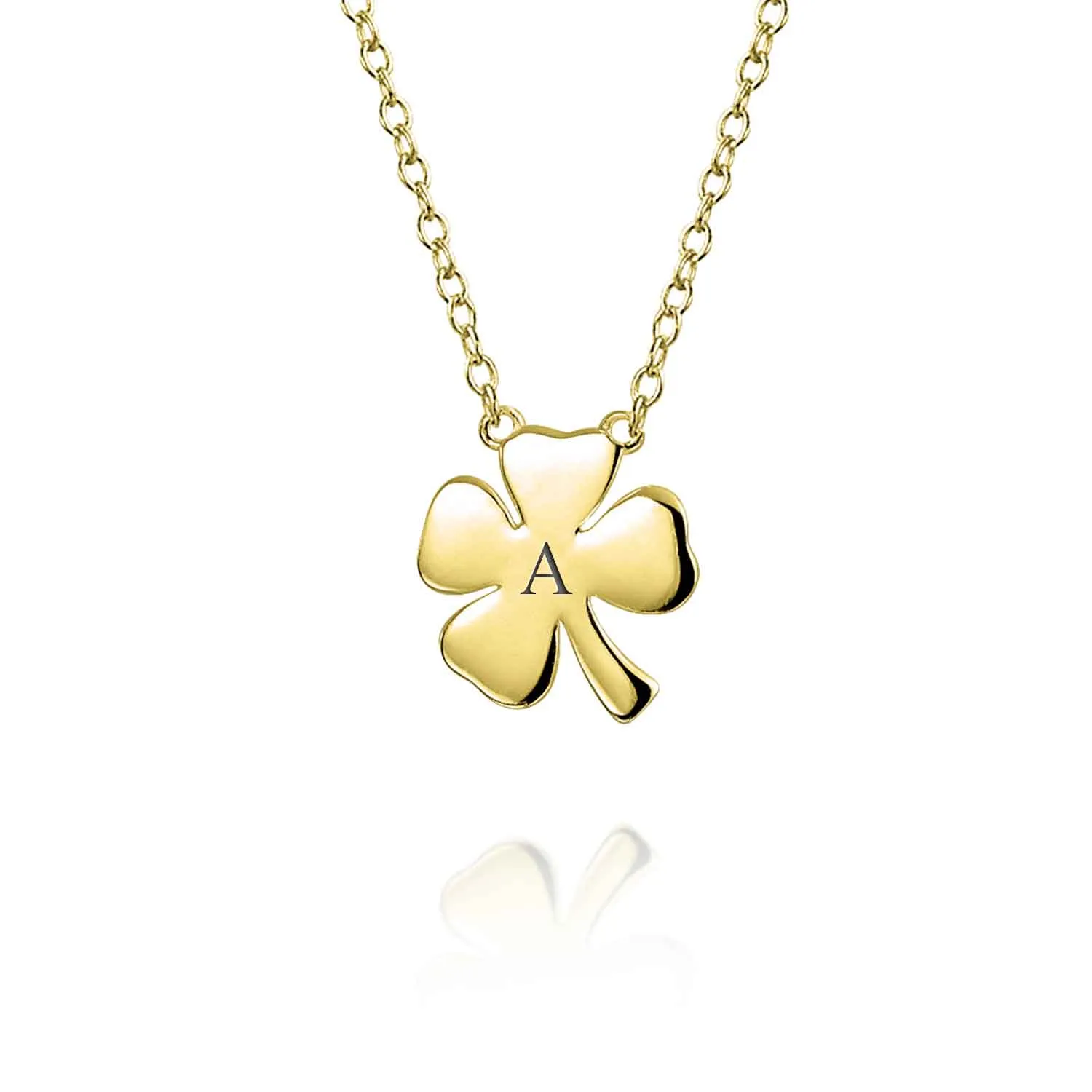 Celtic Shamrock Good Luck Charm Pendant Necklace 14K Gold Plated Silver