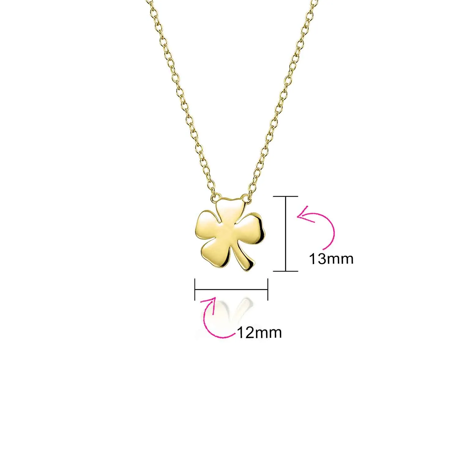 Celtic Shamrock Good Luck Charm Pendant Necklace 14K Gold Plated Silver