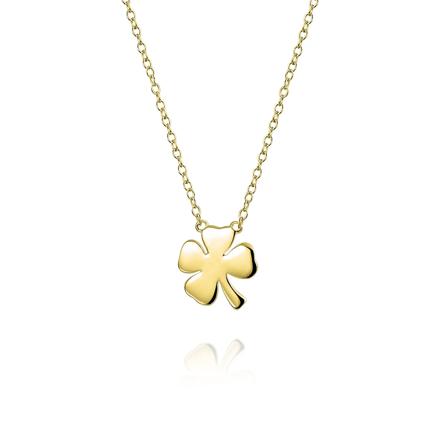 Celtic Shamrock Good Luck Charm Pendant Necklace 14K Gold Plated Silver