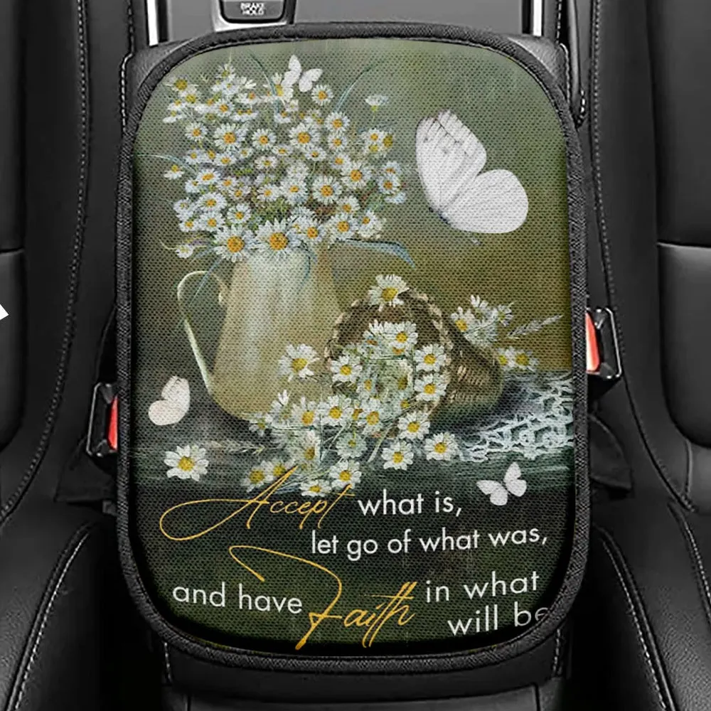 Christian Be Strong And Courageous Joshua 19 Seat Box Cover, Bible Verse Car Center Console Cover, Scripture Interior Car Accessories