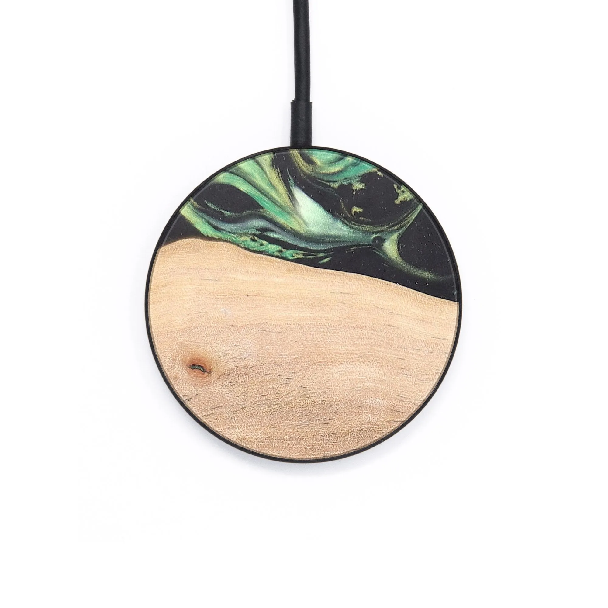 Circle Wood Resin Wireless Charger - Brantley (Green, 691860)