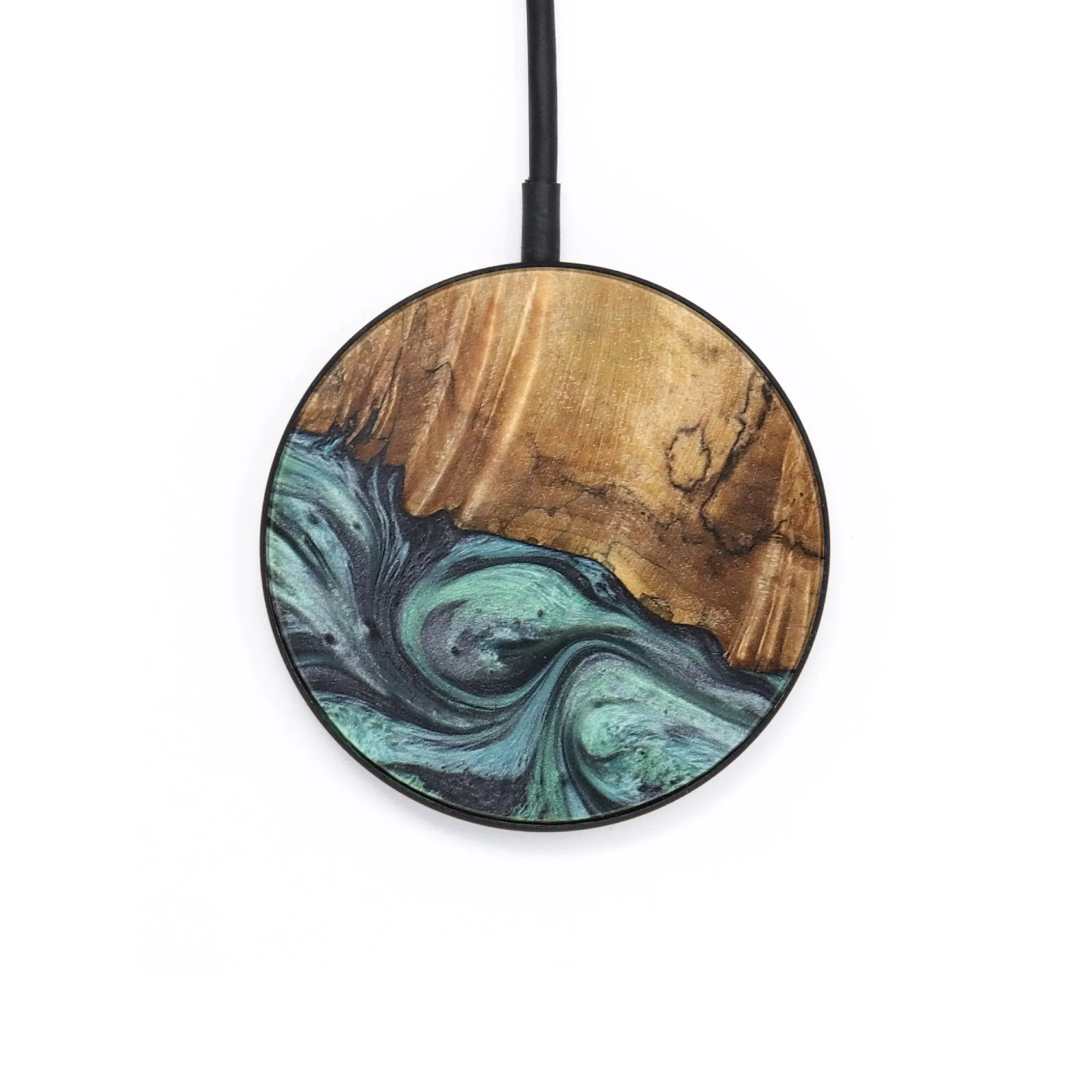 Circle Wood Resin Wireless Charger - Breanna (Green, 722951)