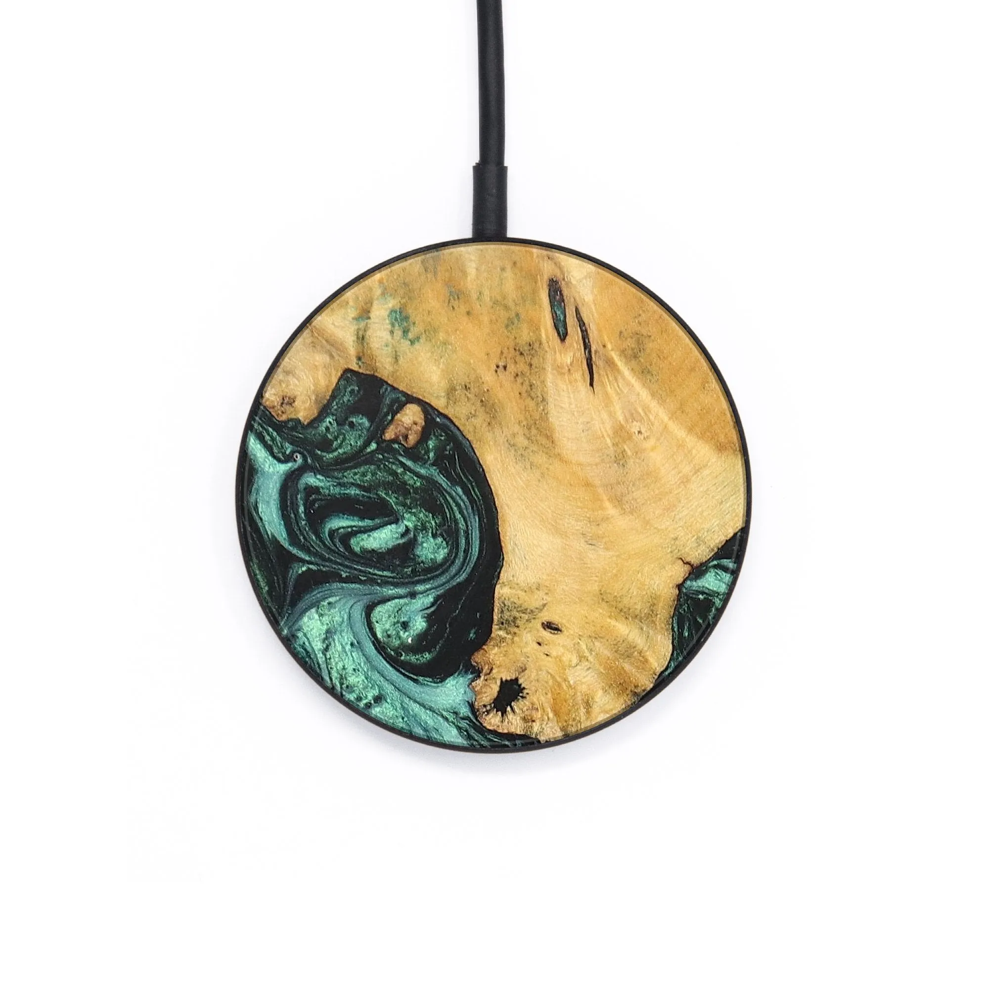 Circle Wood Resin Wireless Charger - Britney (Green, 697864)