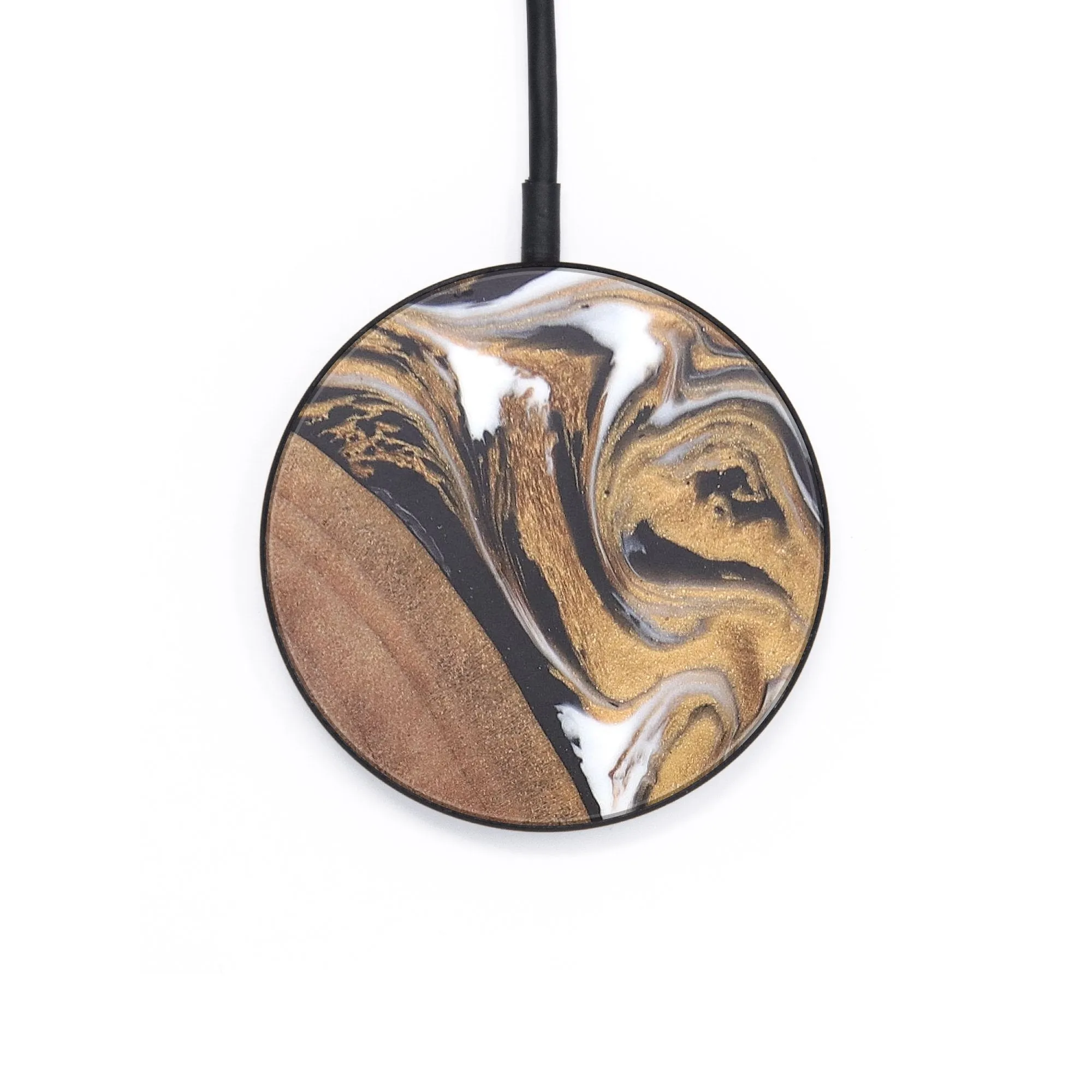 Circle Wood Resin Wireless Charger - Brittney (Black & White, 678000)