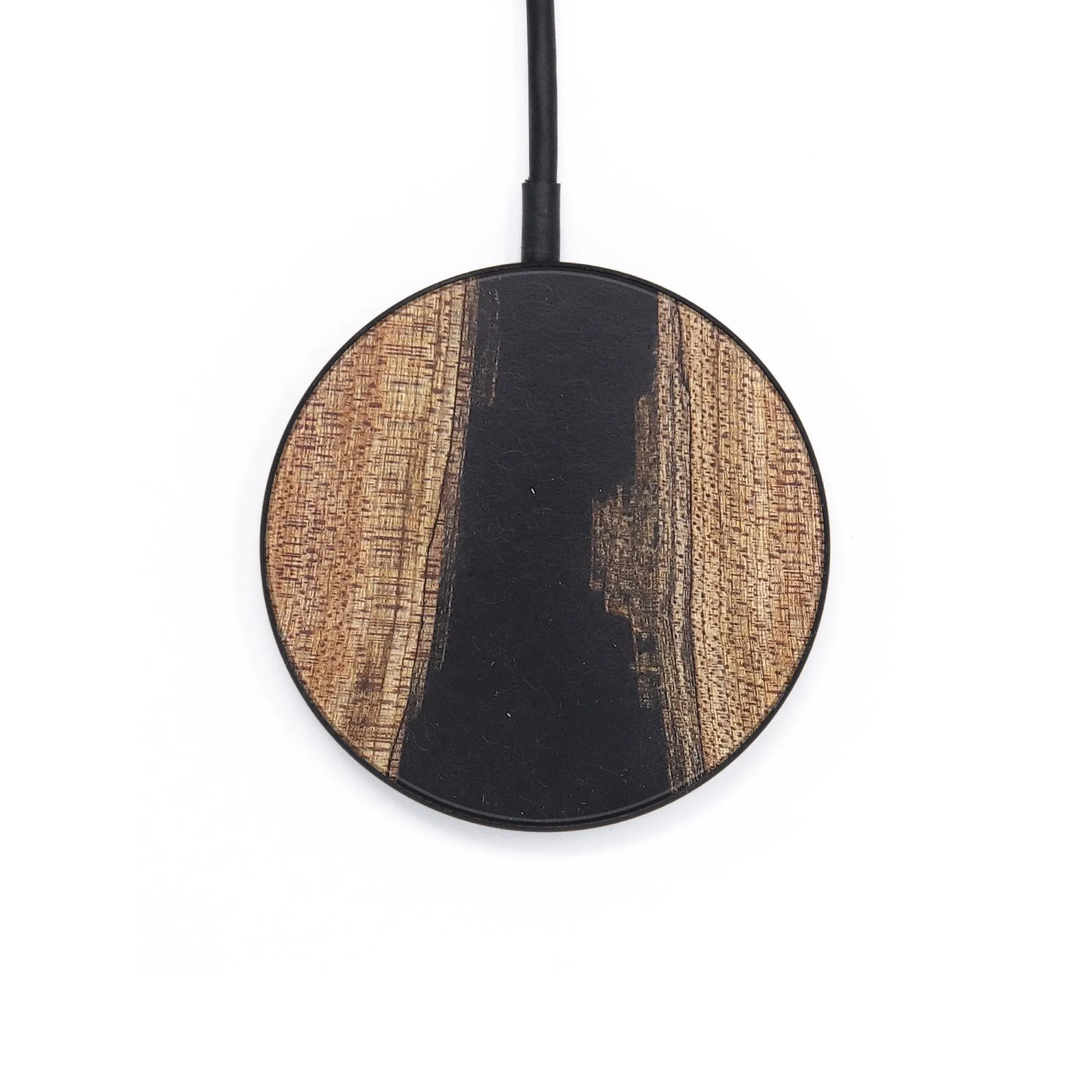 Circle Wood Resin Wireless Charger - Carl (Pure Black, 678155)