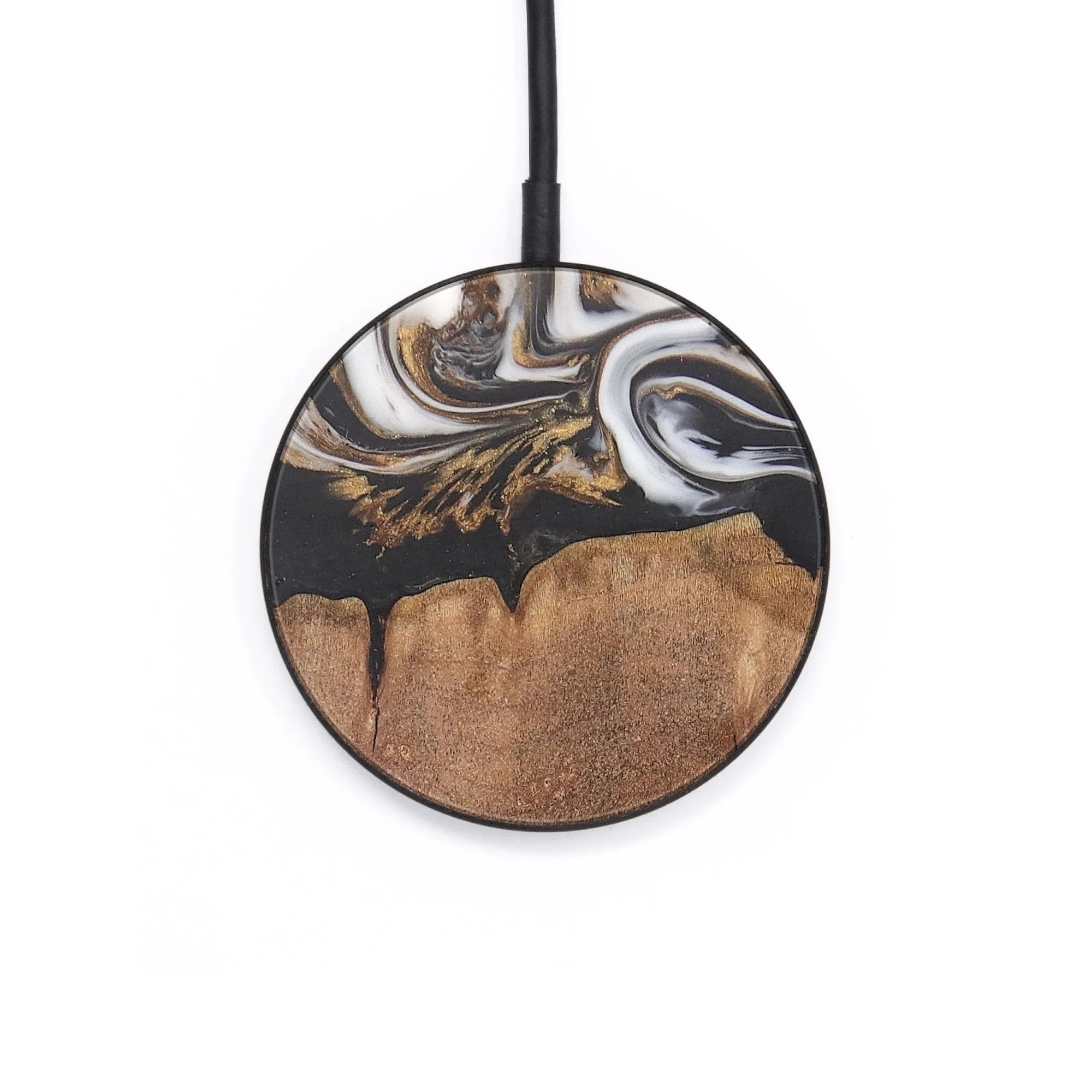 Circle Wood Resin Wireless Charger - Catherine (Black & White, 681806)