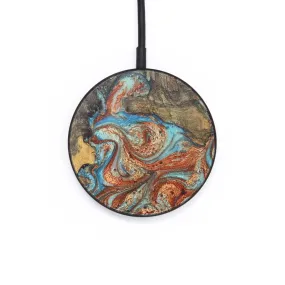 Circle Wood Resin Wireless Charger - Chelsey (Teal & Gold, 706789)